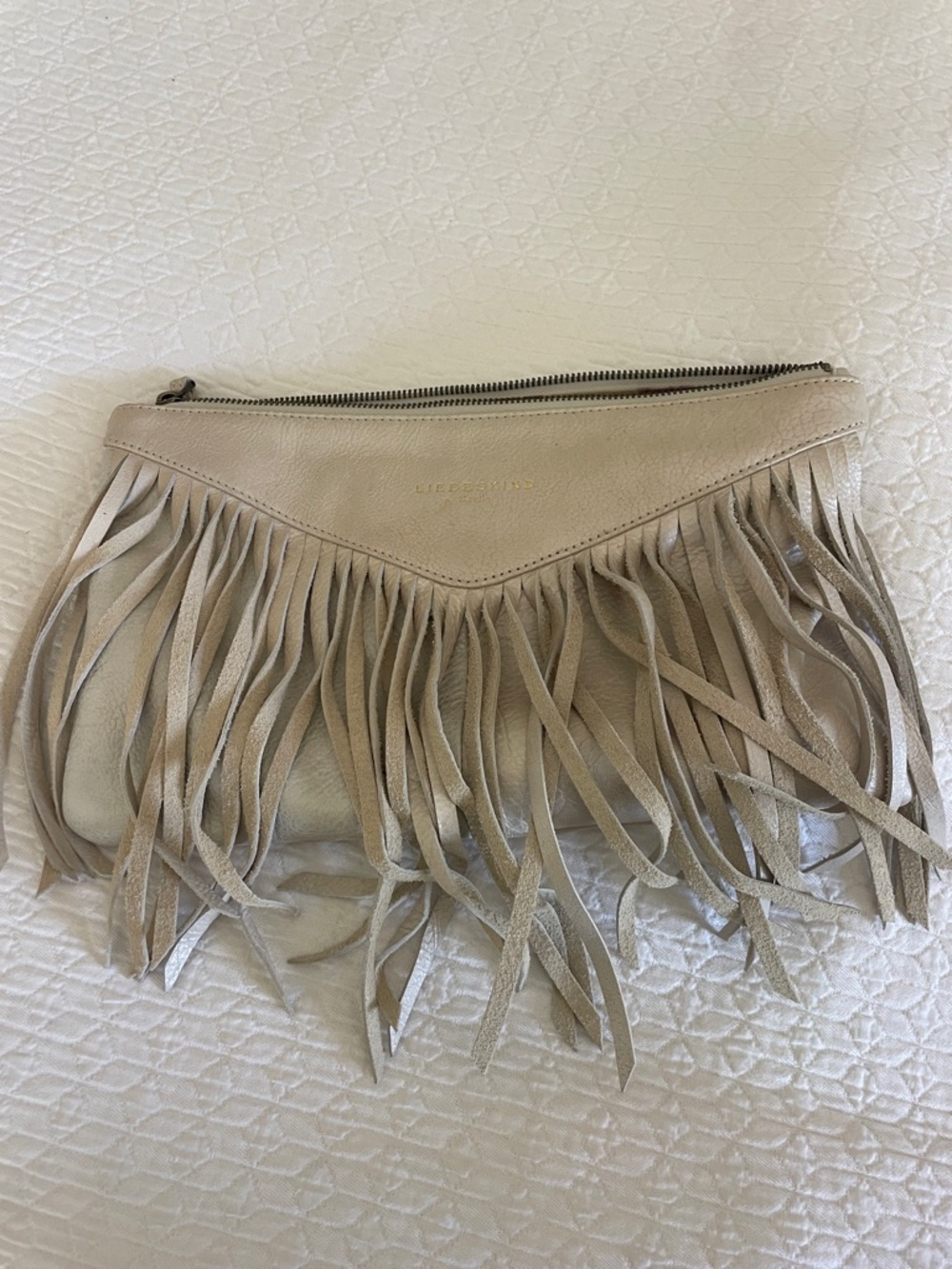 Liebeskind Beige Fringe Leather Clutch
